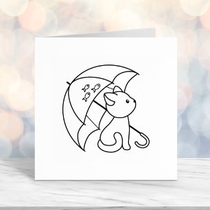 Cute Cat under Umbrella Self-inking Stamp