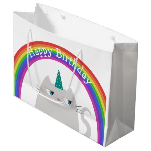 Cute Cat Unicorn Kids Birthday Large Gift Bag