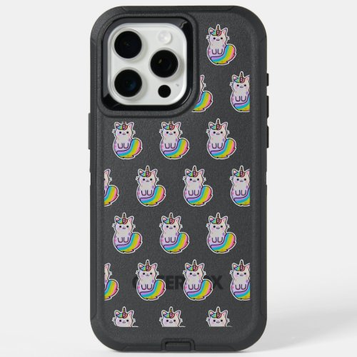 Cute cat unicorn rainbow iPhone 15 pro max case