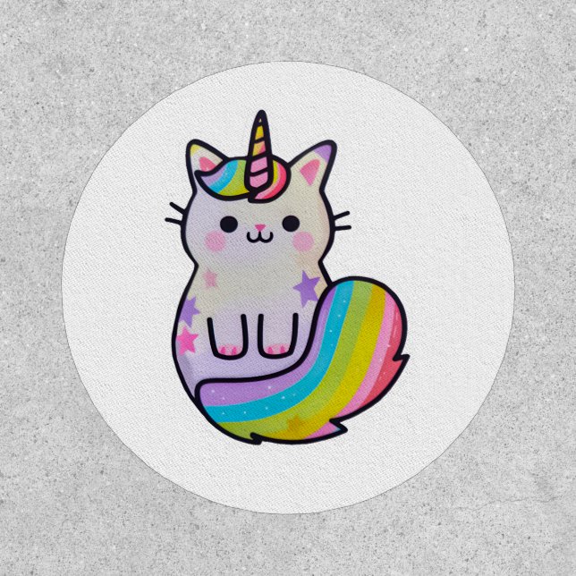 Cute cat unicorn rainbow patch (Front)