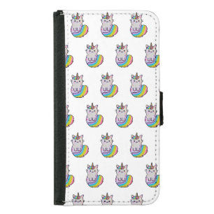 Cute cat unicorn rainbow samsung galaxy s5 wallet case