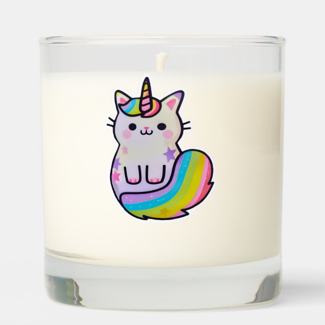 Cute cat unicorn rainbow scented candle (Front)