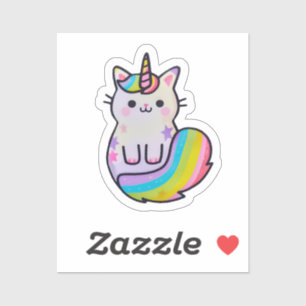 Cute cat unicorn rainbow sticker