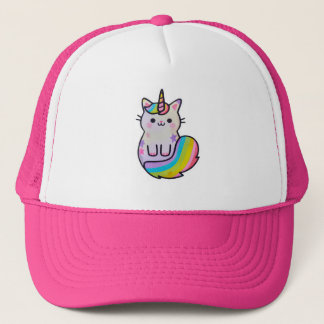 Cute cat unicorn rainbow trucker hat