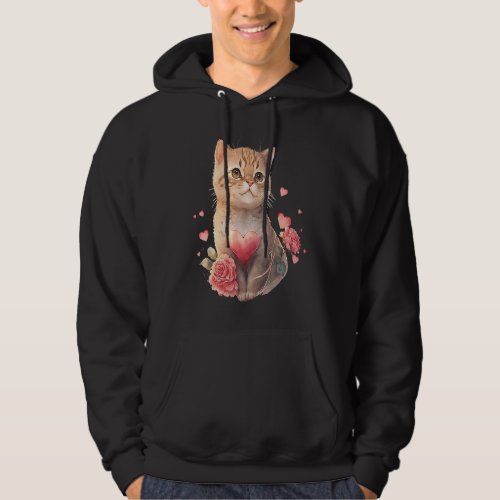 Cute Cat Valentine Day Kitten I Love Cats For Wome Hoodie