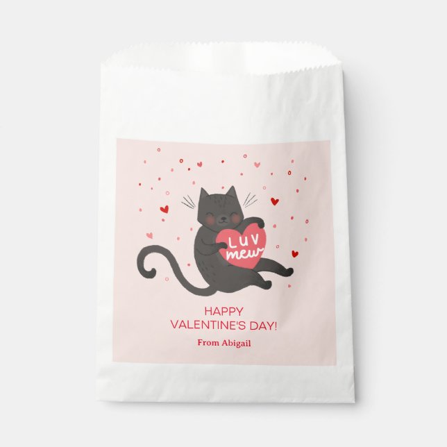 Cute Cat Valentine Favor Bag (Front)