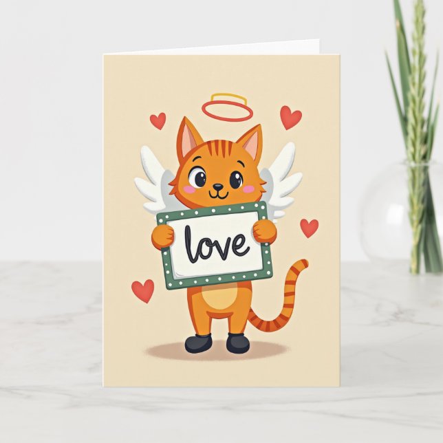 Cute Cat Valentine Love Card (Front)