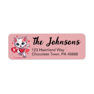 Cute Cat Valentines Day Address Label