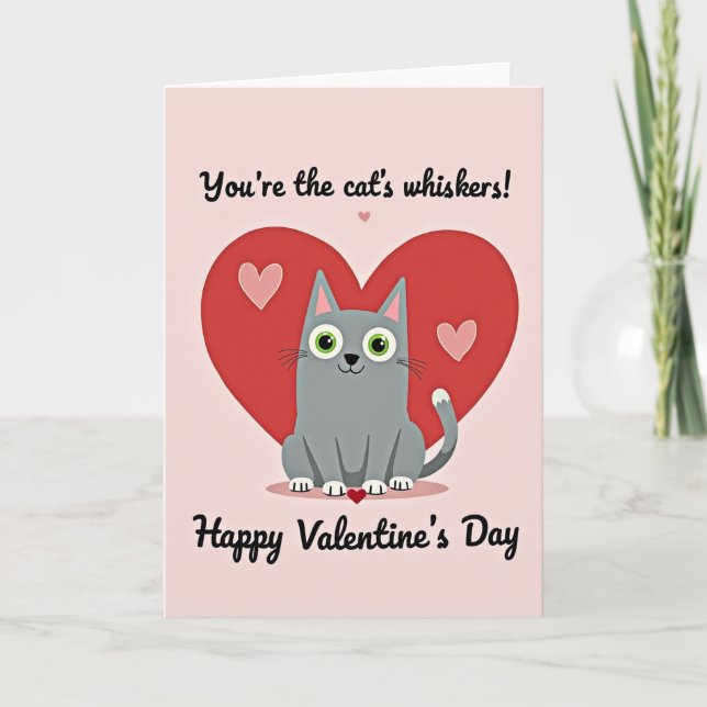 Cute Cat Valentines Day Card (Front)