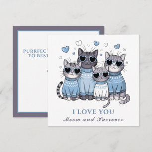 Cute Cat Valentine's day Card Cat Dad Blue