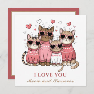 Cute Cat Valentine's day Card Cat Mom Pink