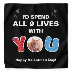 Cute Cat Valentine's Day Pet Photo Custom Bandana