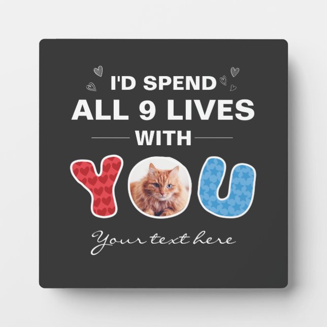Cute Cat Valentine's Day Pet Photo Custom Plaque (Front)