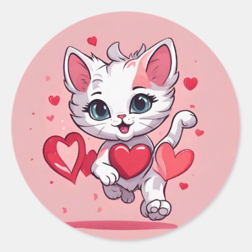 Cute Cat Valentines Day Sticker Envelope Seals
