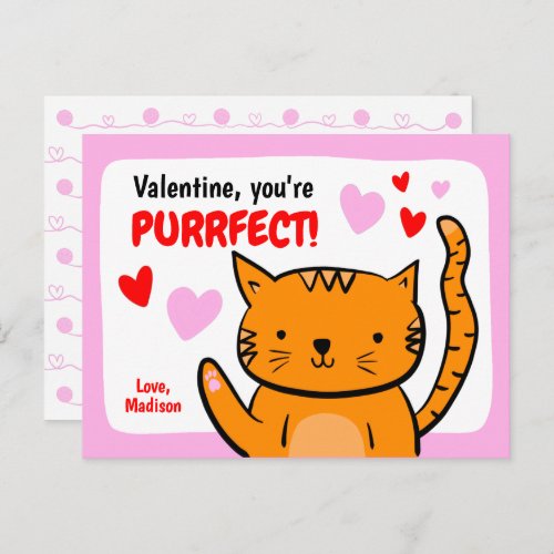 Cute Cat Valentines for Kids Holiday Postcard