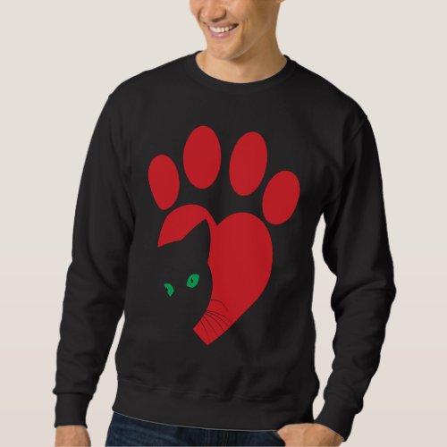 Cute Cat Valentines Heart Graphic Cat Mom Cat Dad  Sweatshirt