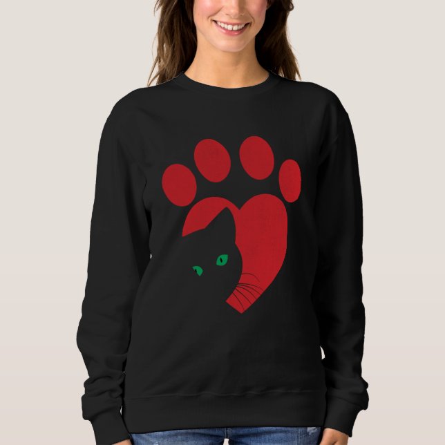 Cute Cat Valentines Heart Graphic Cat Mom Cat Dad  Sweatshirt (Front)