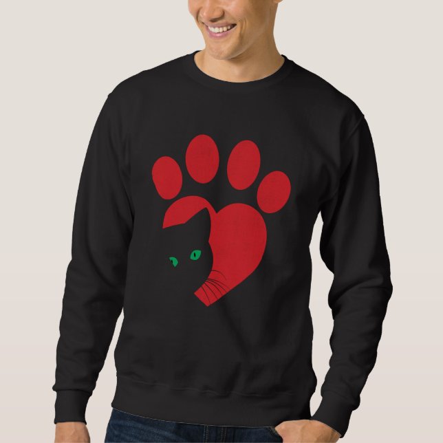 Cute Cat Valentines Heart Graphic Cat Mom Cat Dad  Sweatshirt (Front)
