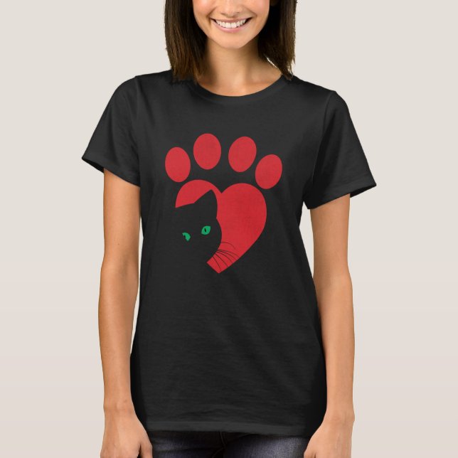 Cute Cat Valentines Heart Graphic Cat Mom Cat Dad  T-Shirt (Front)