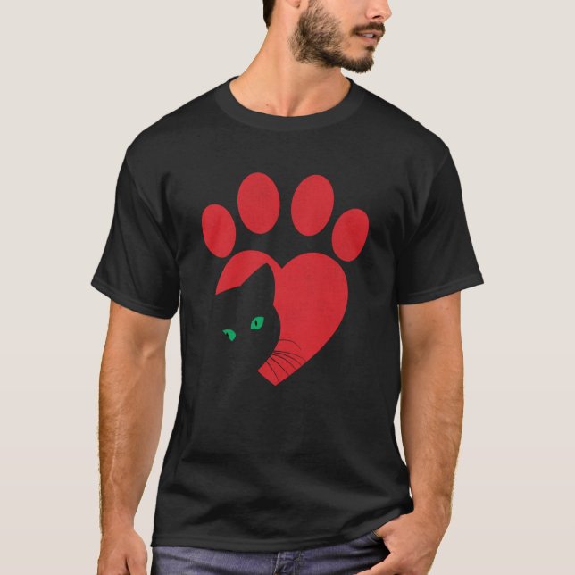 Cute Cat Valentines Heart Graphic Cat Mom Cat Dad  T-Shirt (Front)