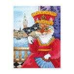 Cute cat Venice Carnival or Valentines postcard Cute cat Venice Carnival or Valentines postcard