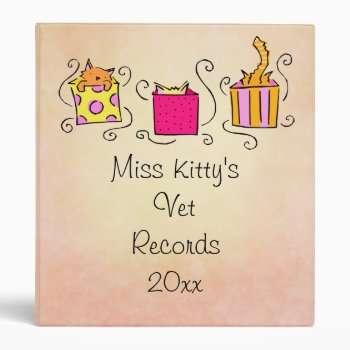 Cute Cat Vet Records 3 Ring Binder by DoggieAvenue at Zazzle