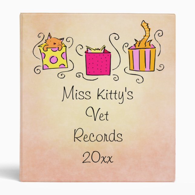 Cute Cat Vet Records 3 Ring Binder (Front)