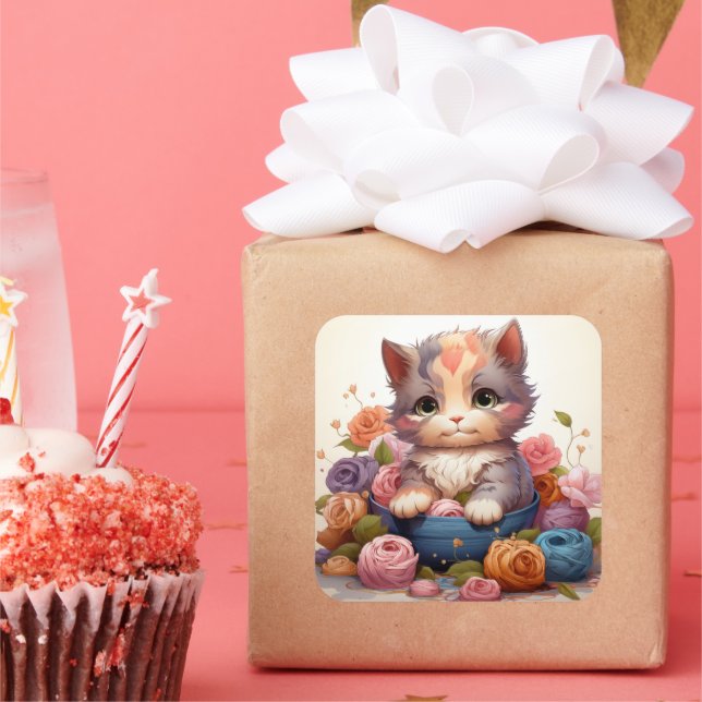 Cute cat vintage sticker (Party)