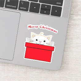 Cute Cat Vinyl Sticker Merry Christmas Sticker