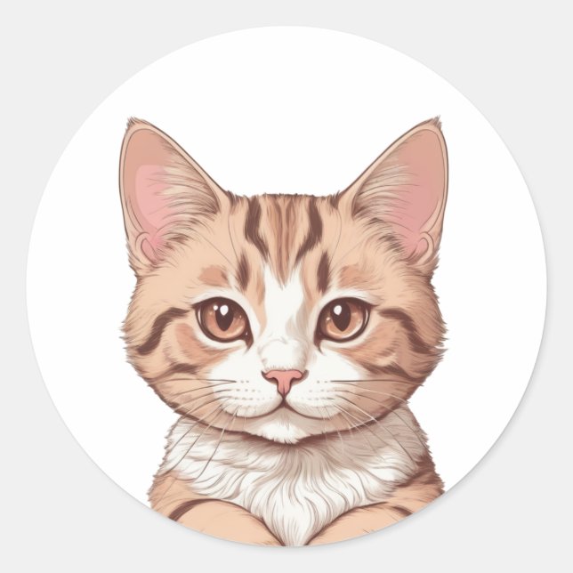cute cat water color art sticker (Front)