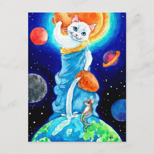 Cute Cat Water Goddess Amphitrite postcard
