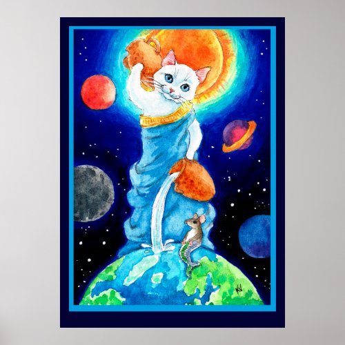 Cute Cat Water Goddess Earth Day Poster