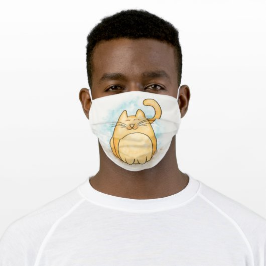 Cute Cat Watercolor Adult Cloth Face Mask (Worn)