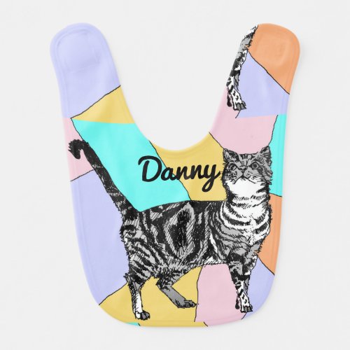 Cute Cat Watercolor Colorful Cats Baby Boys Bib