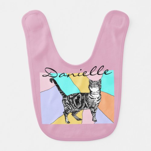 Cute Cat Watercolor Colorful Cats Baby Girls Bib