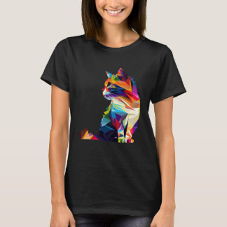 Cute Cat Watercolor Colorful For Cat Multicolor T-Shirt
