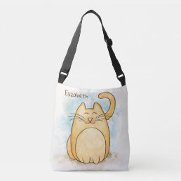 Cute Cat Watercolor Personalize Crossbody Bag