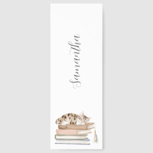 Cute Cat Watercolor Personalized Bookmarks