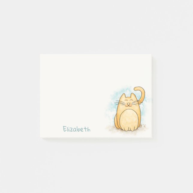 Cute Cat Watercolor Personalized Notes (Front)