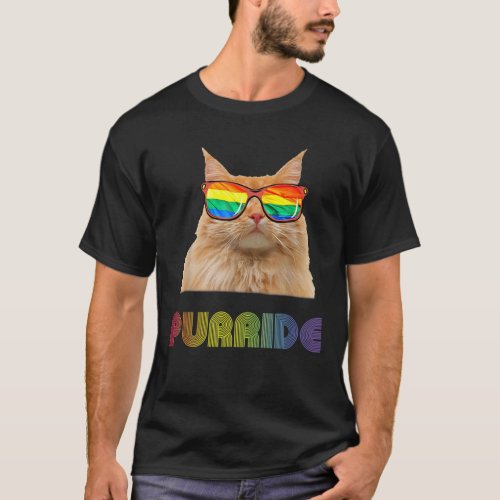 Cute Cat Wear Sunglass Gay Pride Women Men LGBT Ca T_Shirt