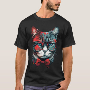 Cute Cat wearing bow tie and red sunglasses cat T-Shirt