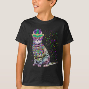 Cute Cat Wearing Carnival Mask Mardi Gras Cat Love T-Shirt
