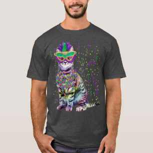 Cute Cat Wearing Carnival Mask Mardi Gras Cat Love T-Shirt