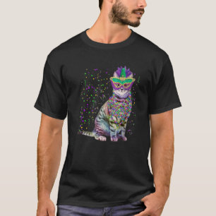 Cute Cat Wearing Carnival Mask Mardi Gras Cat Love T-Shirt