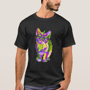 Cute Cat Wearing Carnival Mask Mardi Gras Cat Love T-Shirt