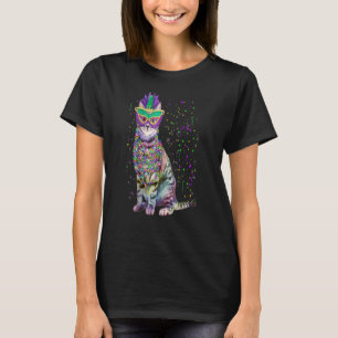 Cute Cat Wearing Carnival Mask Mardi Gras Cat  Men T-Shirt