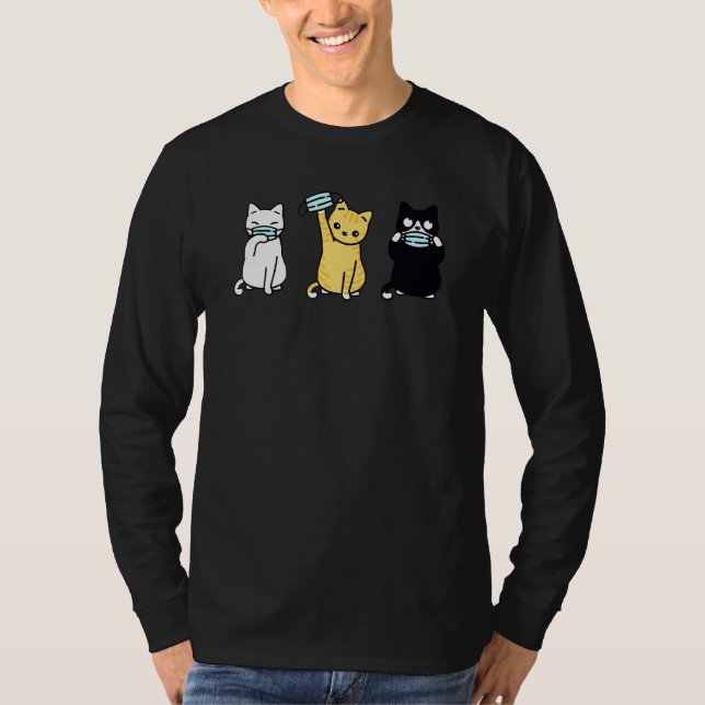 Cute Cat Wearing Face Mask Cute Adorable Kitten T-Shirt (Front)