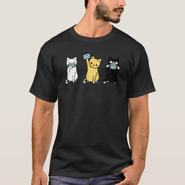 Cute Cat Wearing Face Mask Cute Adorable Kitten T-Shirt (Front)
