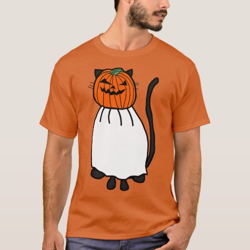 Cute Cat Wearing Halloween Horror Costume T_Shirt