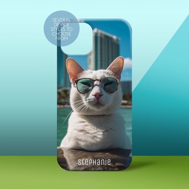 Cute Cat Wearing Sunglasses in Miami Sun Case-Mate iPhone Case (Personalized Phone Case)